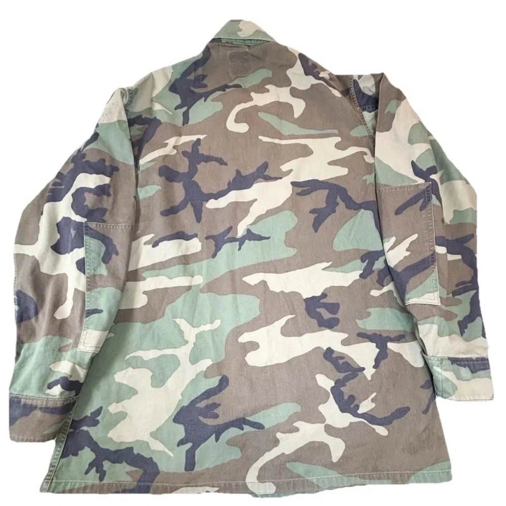 Vintage 90s Us Army Bdu Combat Coat Men’s Large Woodland Camo Forscom Patch - Picture 2 of 10